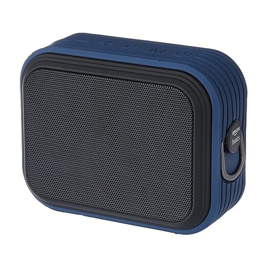 Amazon Basics Bluetooth Speaker, IPX5 Waterproof, TWS Function, 9W, Powerful Bass, BT 5.0, Up to 15hrs Playtime*, microSD Card Slot, AUX Input, USB Support and in-Built Noise Cancelling Mic (Blue)