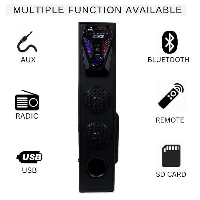 TOPLUS Avenger Nxt Bluetooth Tower Speaker (Black) Mic, LED Display, USB, Home Theatre 80 W - Image 5