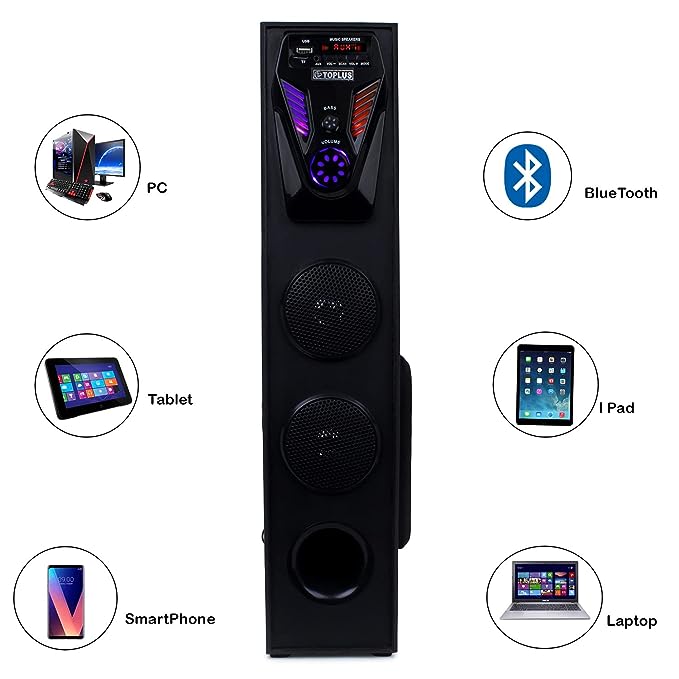 TOPLUS Avenger Nxt Bluetooth Tower Speaker (Black) Mic, LED Display, USB, Home Theatre 80 W - Image 6