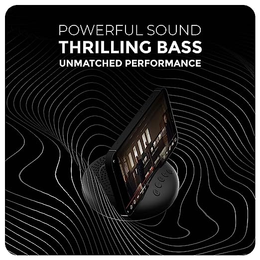 XECH Bluetooth Speaker with Phone Stand 5W Portable Mini Speaker with Mic & Rich Bass Stereo Sound TWS Pairing USB C Charging 6H Playtime Pen & Smartphone Holder for PC Desktop Homes Offices (Arc) (Black) - Image 4