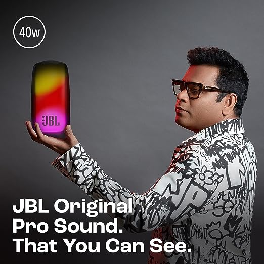 JBL Pulse 5, Wireless Portable Bluetooth Speaker, 40 Watt, Customized 360° Lightshow Portable App, Pro Sound, Deep Bass, 12 Hours Playtime, PartyBoost, IP67 Waterproof & Dustproof (Black) - Image 3