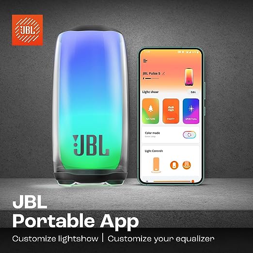 JBL Pulse 5, Wireless Portable Bluetooth Speaker, 40 Watt, Customized 360° Lightshow Portable App, Pro Sound, Deep Bass, 12 Hours Playtime, PartyBoost, IP67 Waterproof & Dustproof (Black) - Image 5